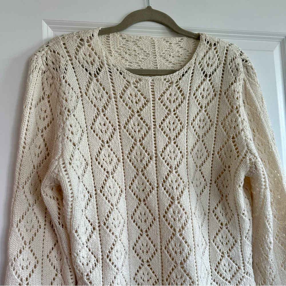 Stunning Vintage Knit Eyelet Scalloped Sweater - Picture 6 of 11